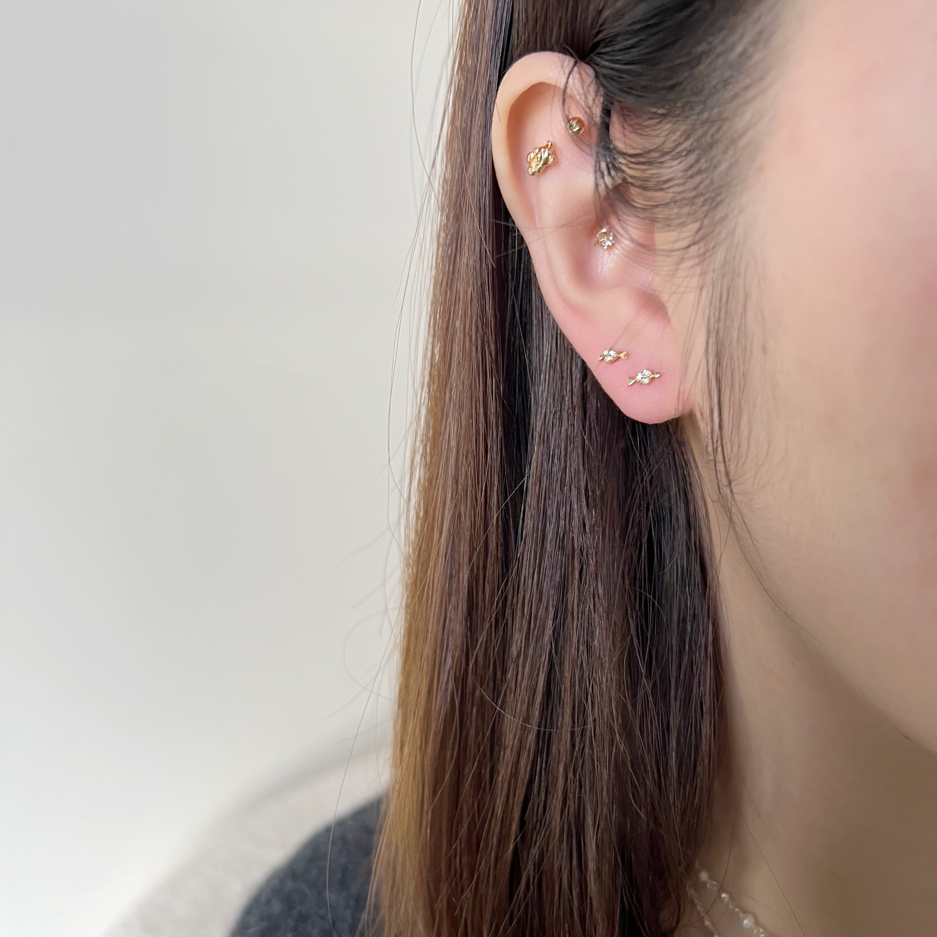 14k邱比特愛心真鑽轉珠耳環