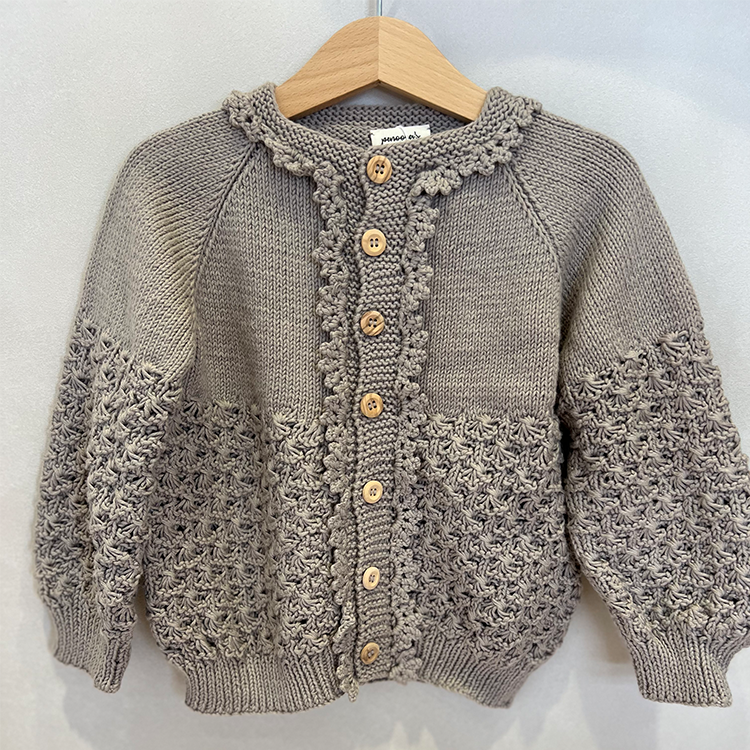 Penoora's-Cassie Cardigan蕾絲鑲邊針織外套(Argento)