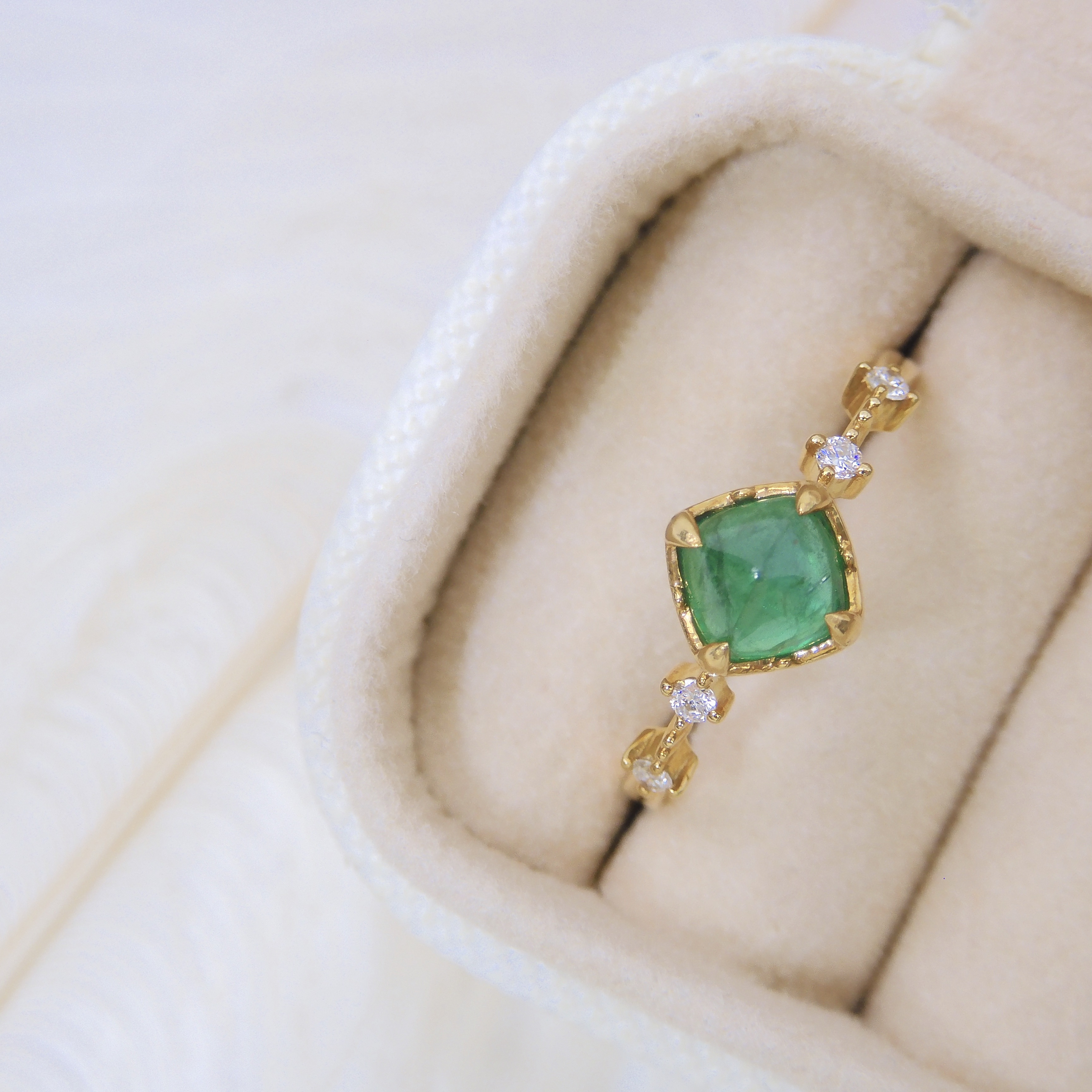 18K金 0.75ct 綠寶石戒指