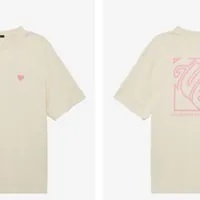 [S] GUESS UNISEX HEART LOGO PATCH SHORT SLEEVE T-SHIRT,LIGHT BEIGE, MN2K8491-LBE (SGU515)