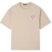 [S] GUESS UNISEX MINI TRIANGLE SEMI OVERFIT SHORT SLEEVE T-SHIRT,LIGHT BEIGE, MN2K9465-LBE (SGU516)