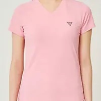 [S] GUESS WOMEN'S V-NECK SMALL SLEEVE CORE T-SHIRT,PINK, YN2K9480-PNK (SGU517)