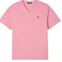 [S] GUESS MEN'S MINI TRIANLGE COOL V-NECK SHORT SLEEVE T-SHIRT,PINK, MN2K9480-PNK (SGU518)