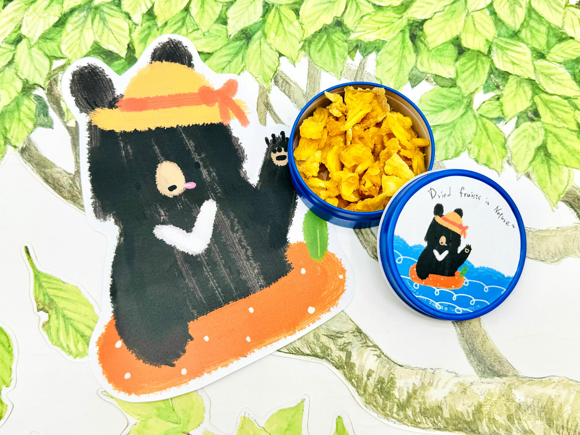 夏日泳圈熊金屬小圓盒小巧水果乾