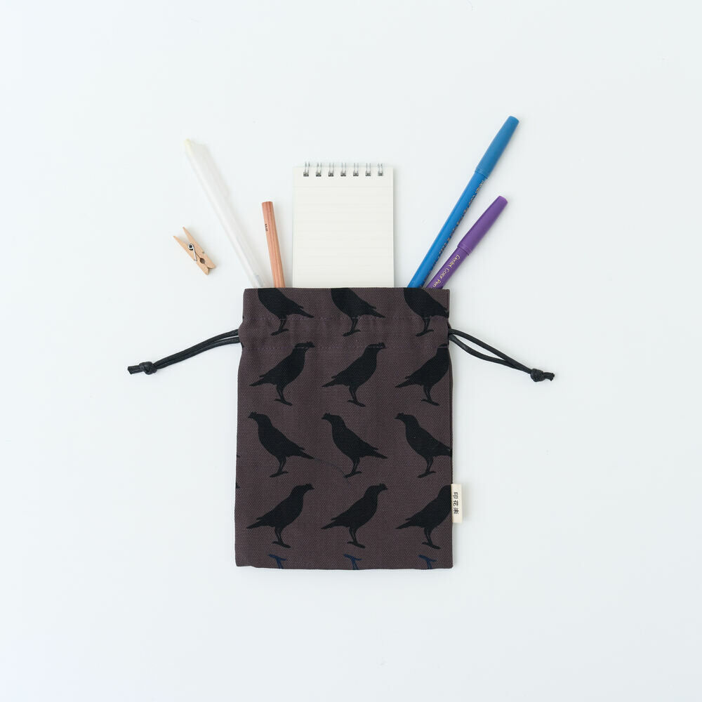 束口小物袋/台灣八哥5號/工匠灰黑