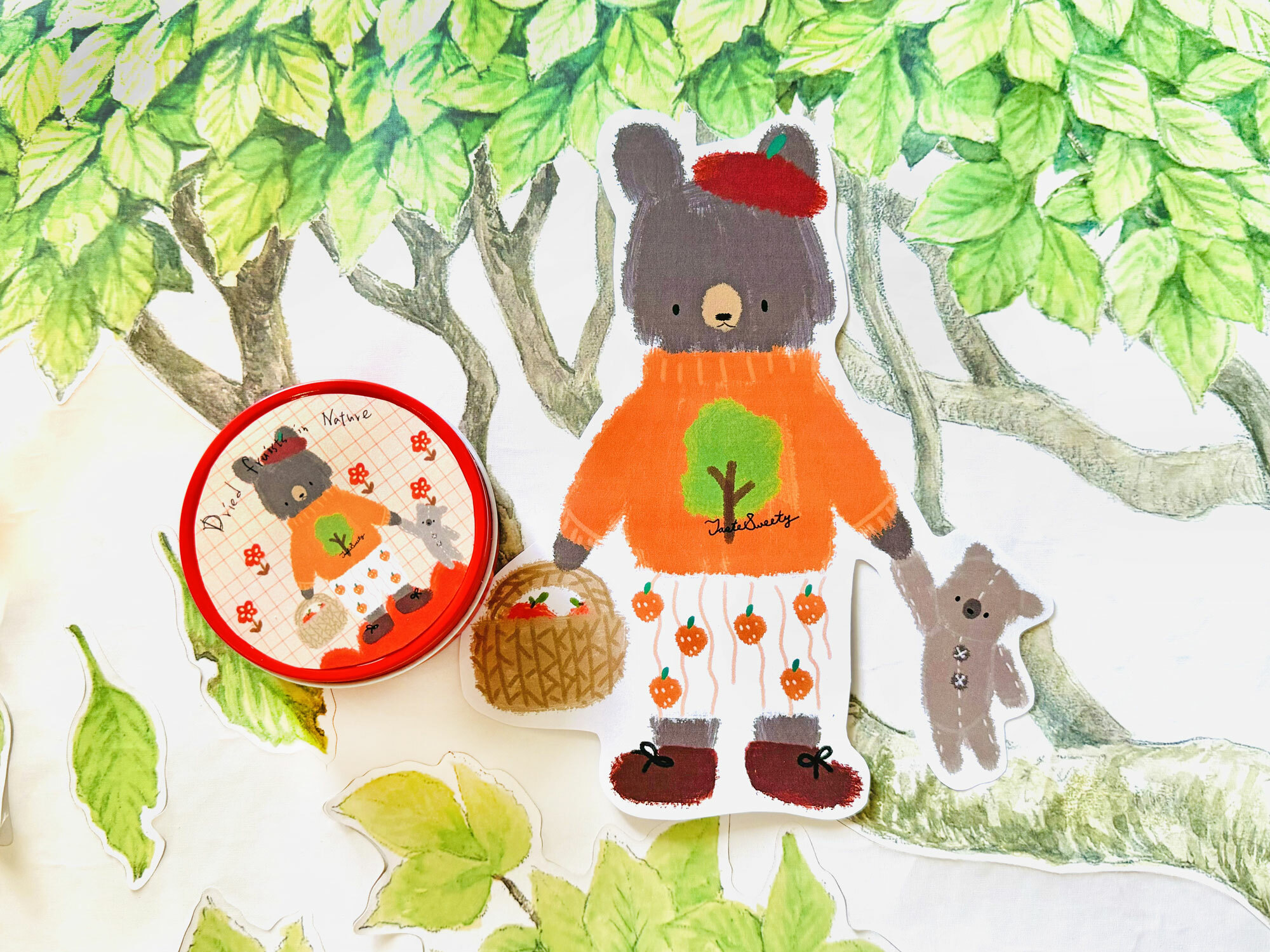 大熊小熊郊遊趣金屬小圓盒小巧水果乾