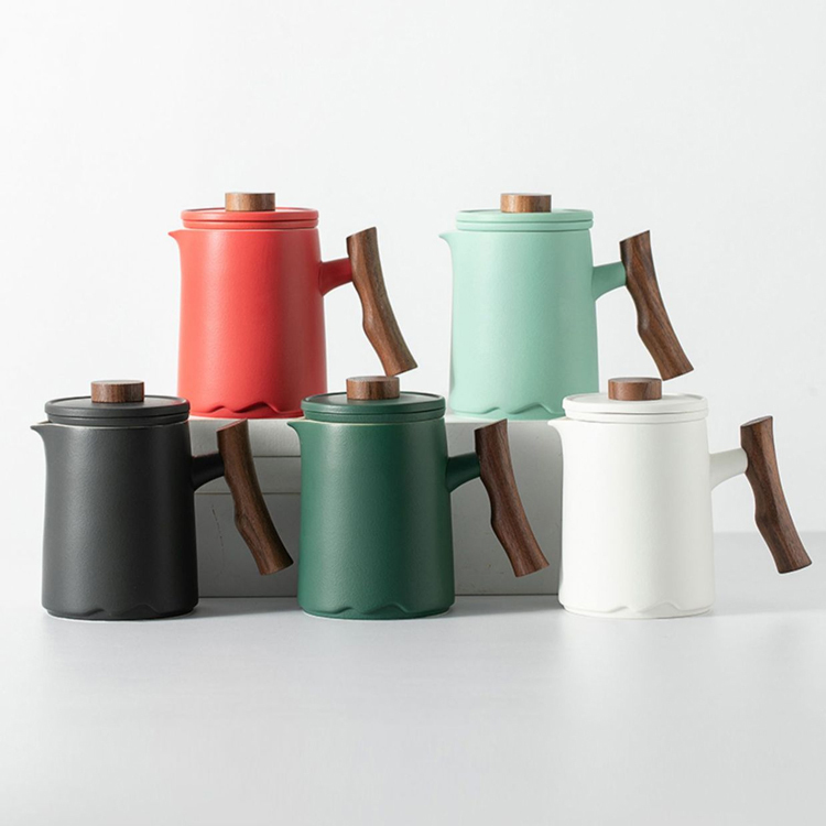 鹿港窯禮品館 │陶瓷便携式旅行功夫茶具小套戶外簡約蒼木握柄快客杯一壺四杯商務活動禮品