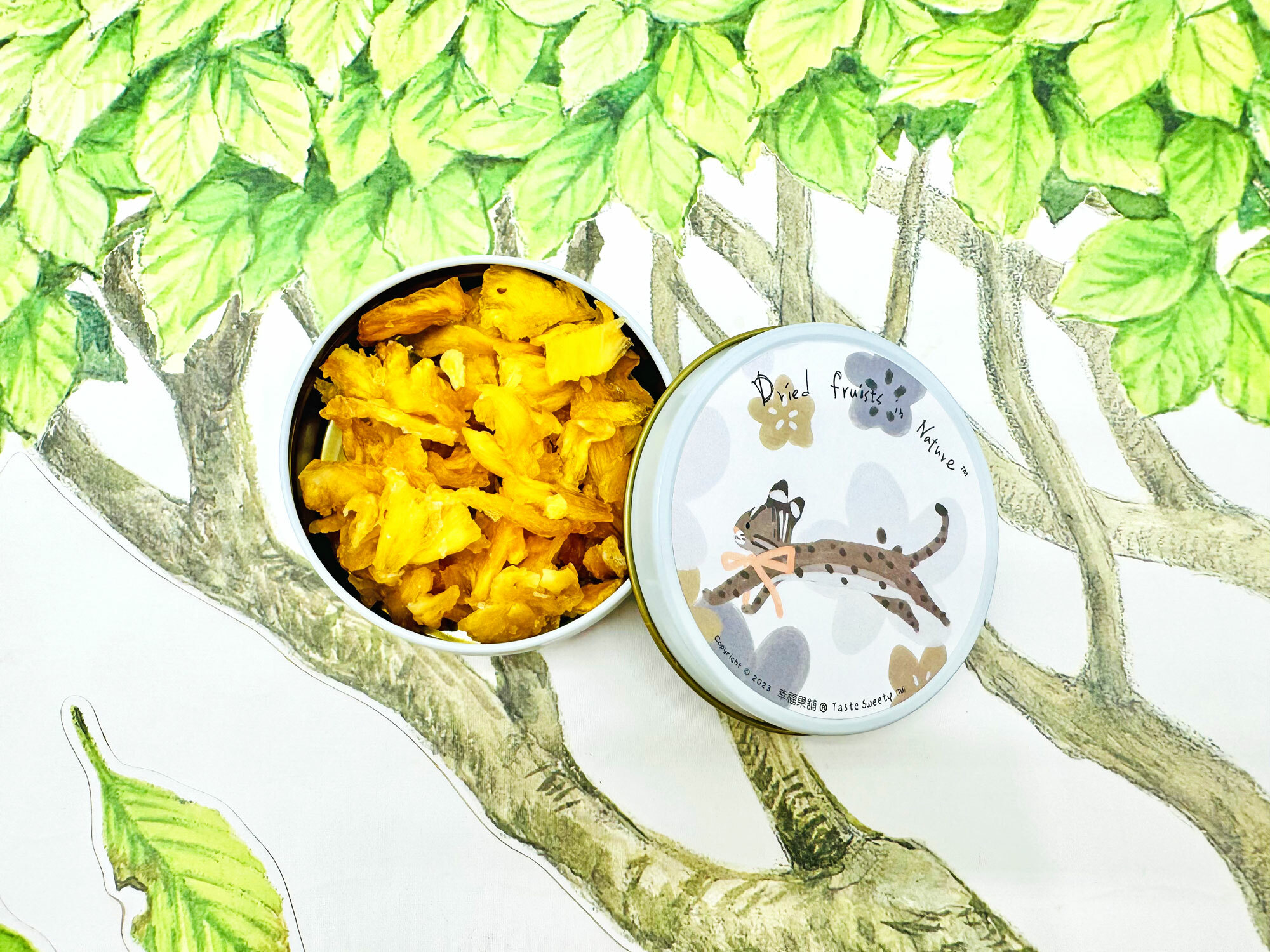 梅花石虎金屬小圓盒小巧水果乾