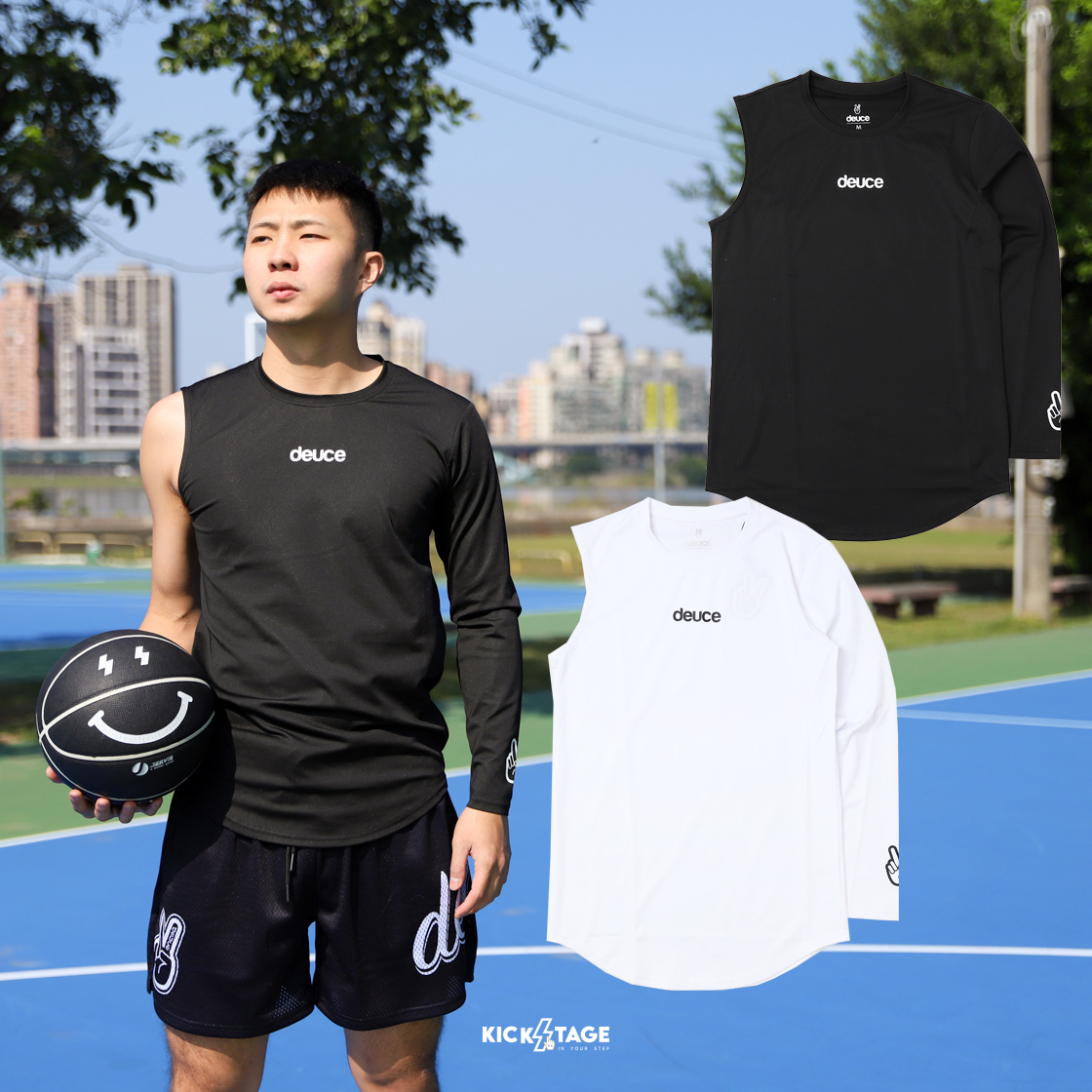 [售出無退換]男女款 Deuce Brand One Sleeve Athletic LS Shirt 黑色 白色 單左手 運動 訓練衣【DE021】ABshorts