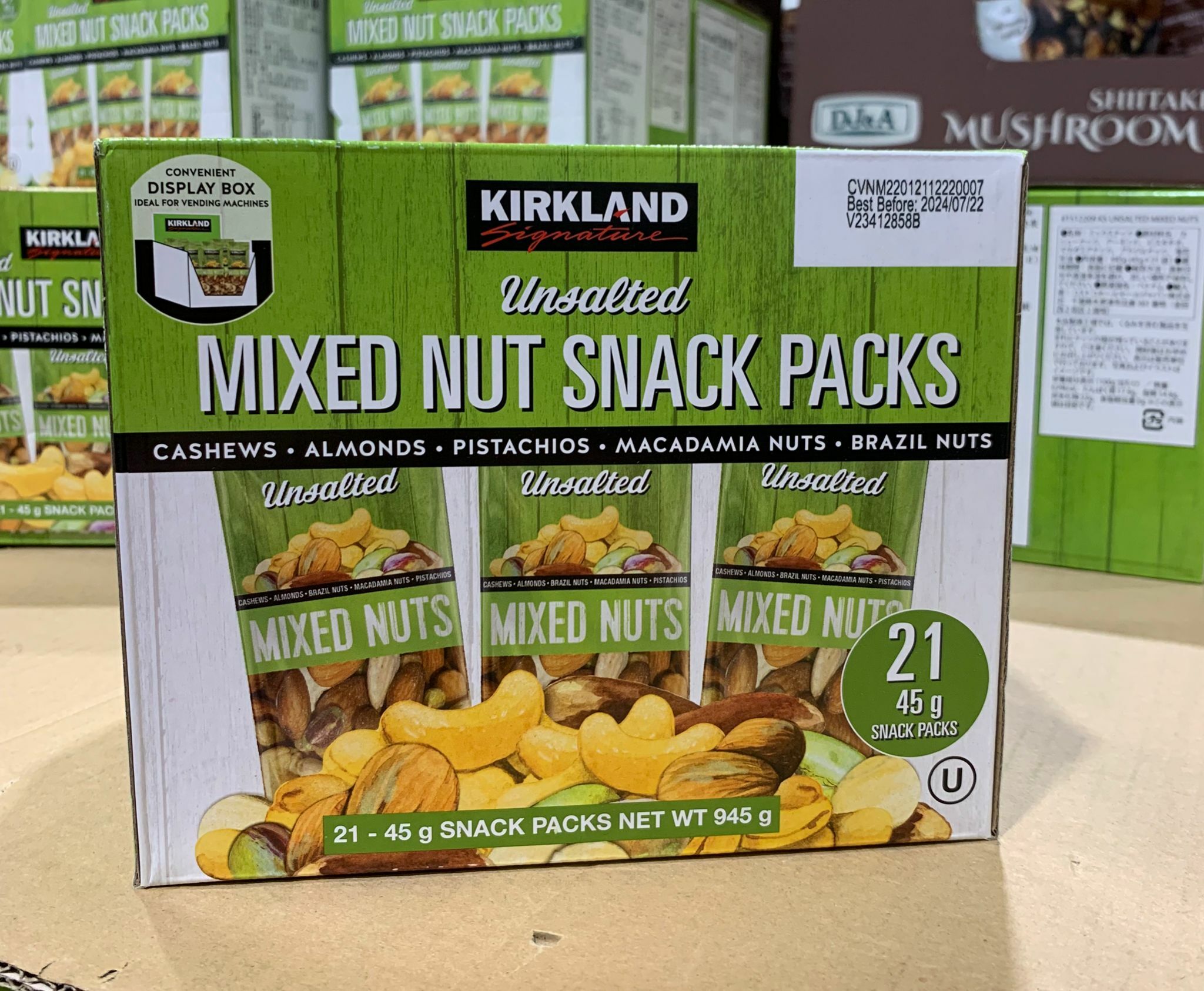 Kirkland Signature Unsalted Mixed Nut Snack Packs 45g x 21 packs
