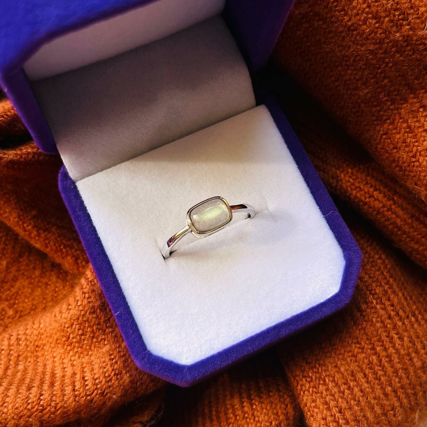 [原石] 拉長石 925銀 戒指 附盒子