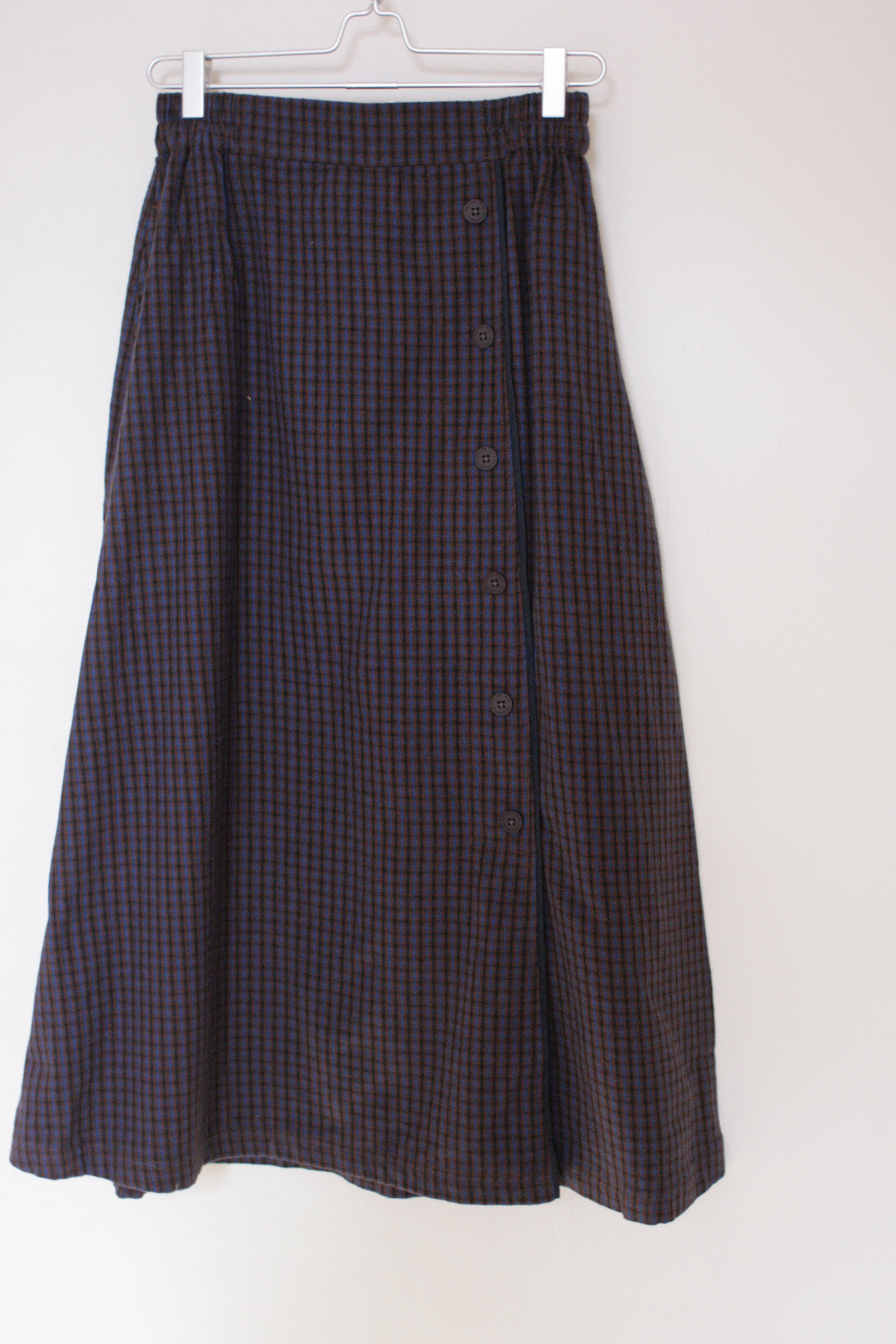 法國風啡藍格子裹身長裙【日本直送】