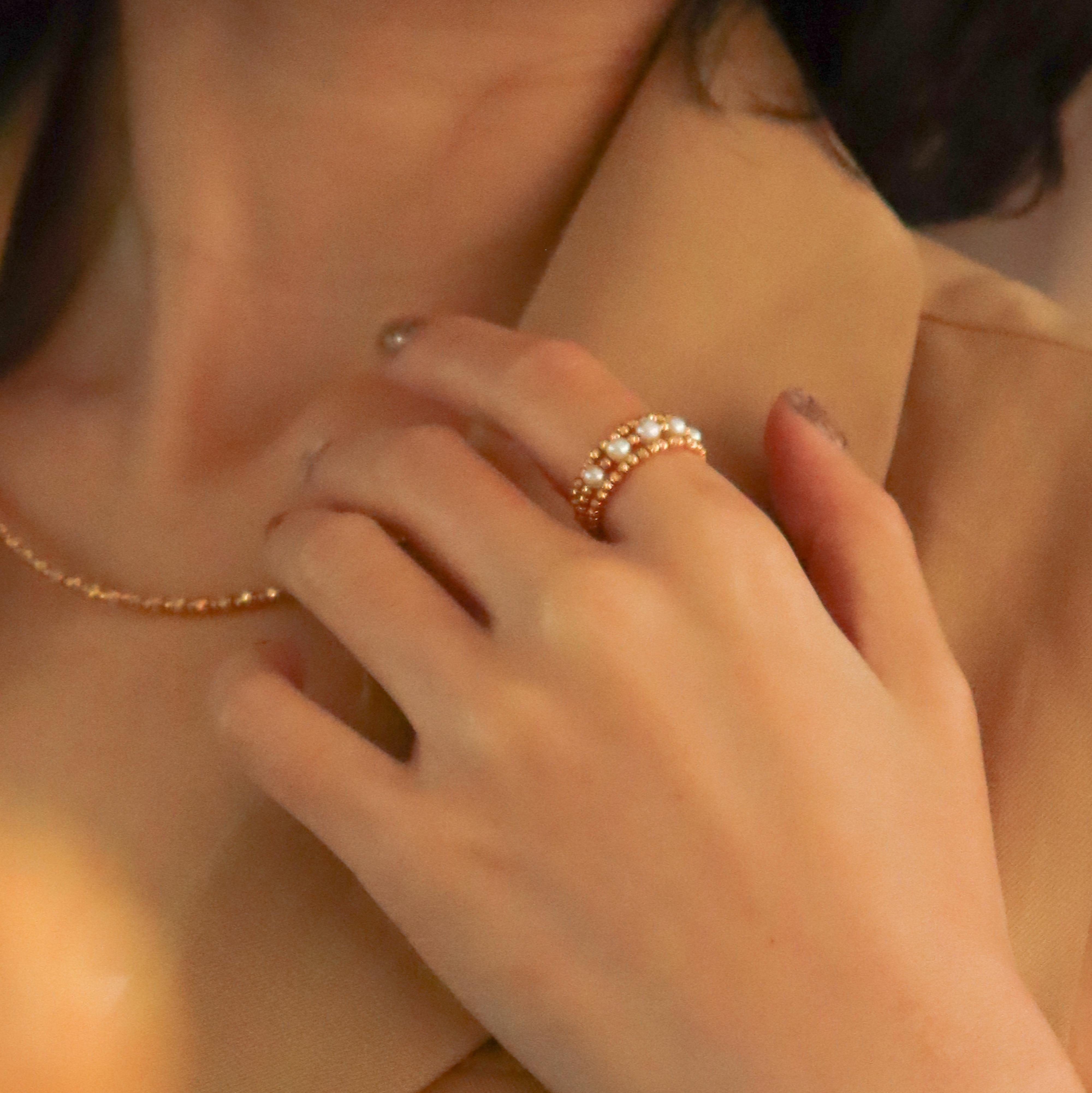 18K/日本設計款系列-珍珠環戒