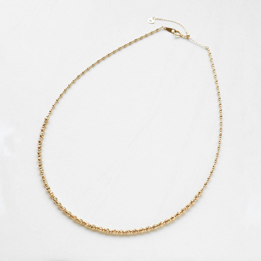 18K/日本設計款系列-彈性圓環切割珠項鍊