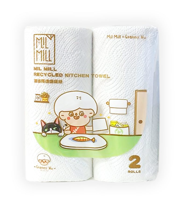 MIL MILL 喵坊 再造紙 – 廚房紙 (2卷裝) 12米(60張)/卷
