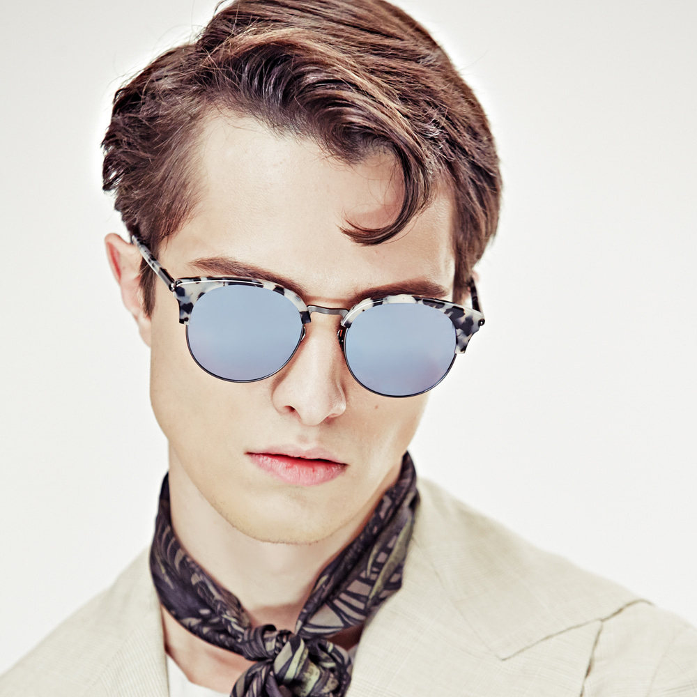 【NINE ACCORD】CARDINAL-OR C03 韓系圓形眉框太陽眼鏡 (水銀鏡片)