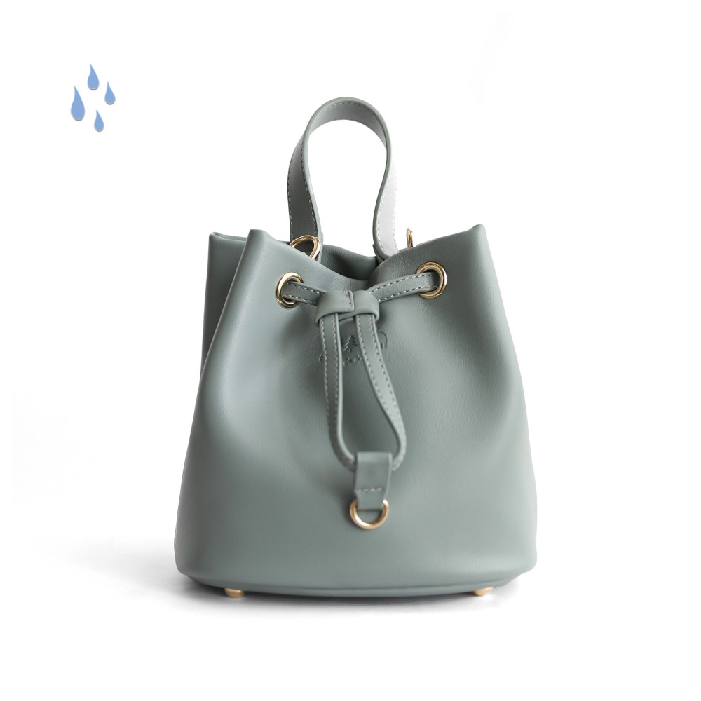 moz瑞典駝鹿 皮革 防潑水 水桶包(松石藍)