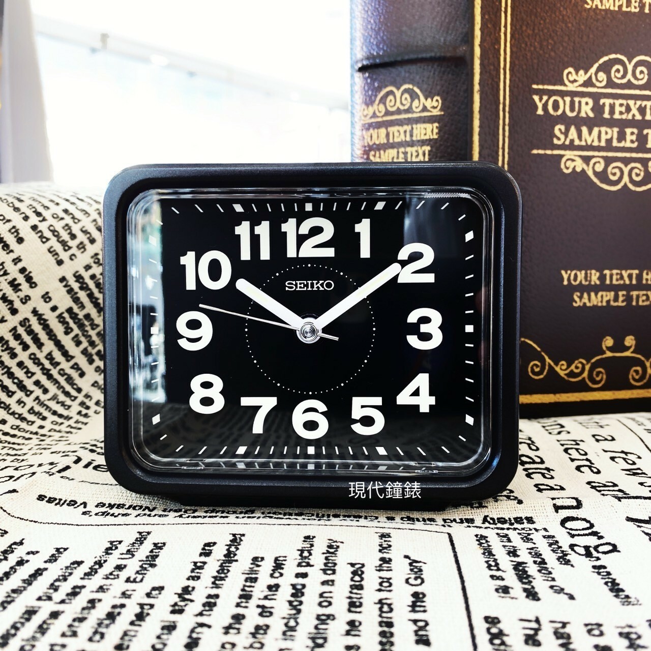 【SEIKO 精工】寧靜夜晚靜音夜光鬧鐘 QHK062K 11cm 現代鐘錶