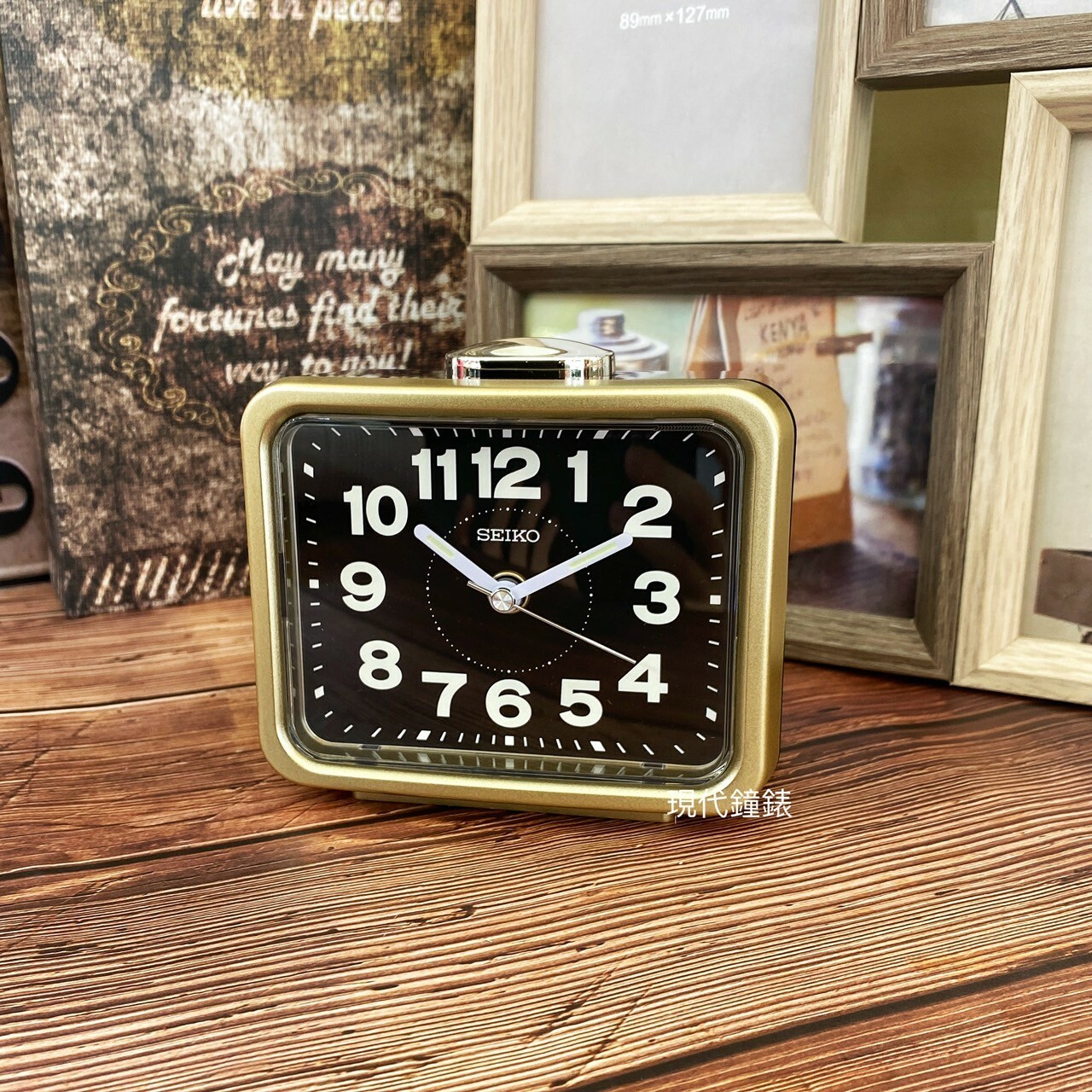 【SEIKO 精工】寧靜夜晚靜音夜光鬧鐘 QHK062G 11cm 現代鐘錶