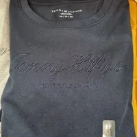 [S] TOMMY HILFIGER EMBROIDERED TOMMY SCRIPT LOGO T-SHIRT,NAVY, 76J4317-410 (STH549)