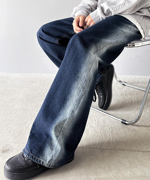 日本🇯🇵連線 JAVA仿舊水洗牛仔褲 落地褲 寬褲 炭灰 深藍 淺藍(任買兩件711免運)/預購