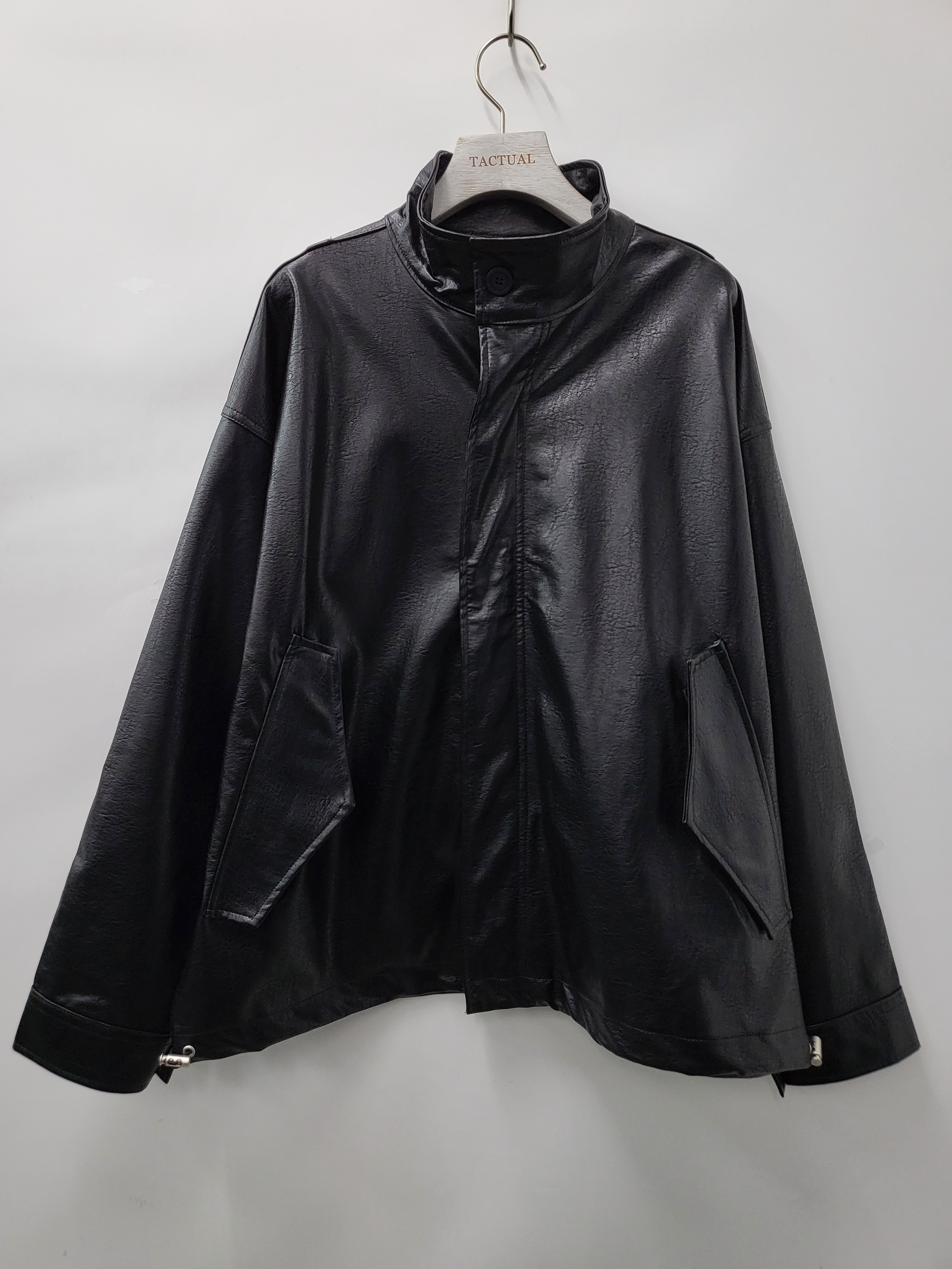 企領拉鍊合成皮褸 JK2451