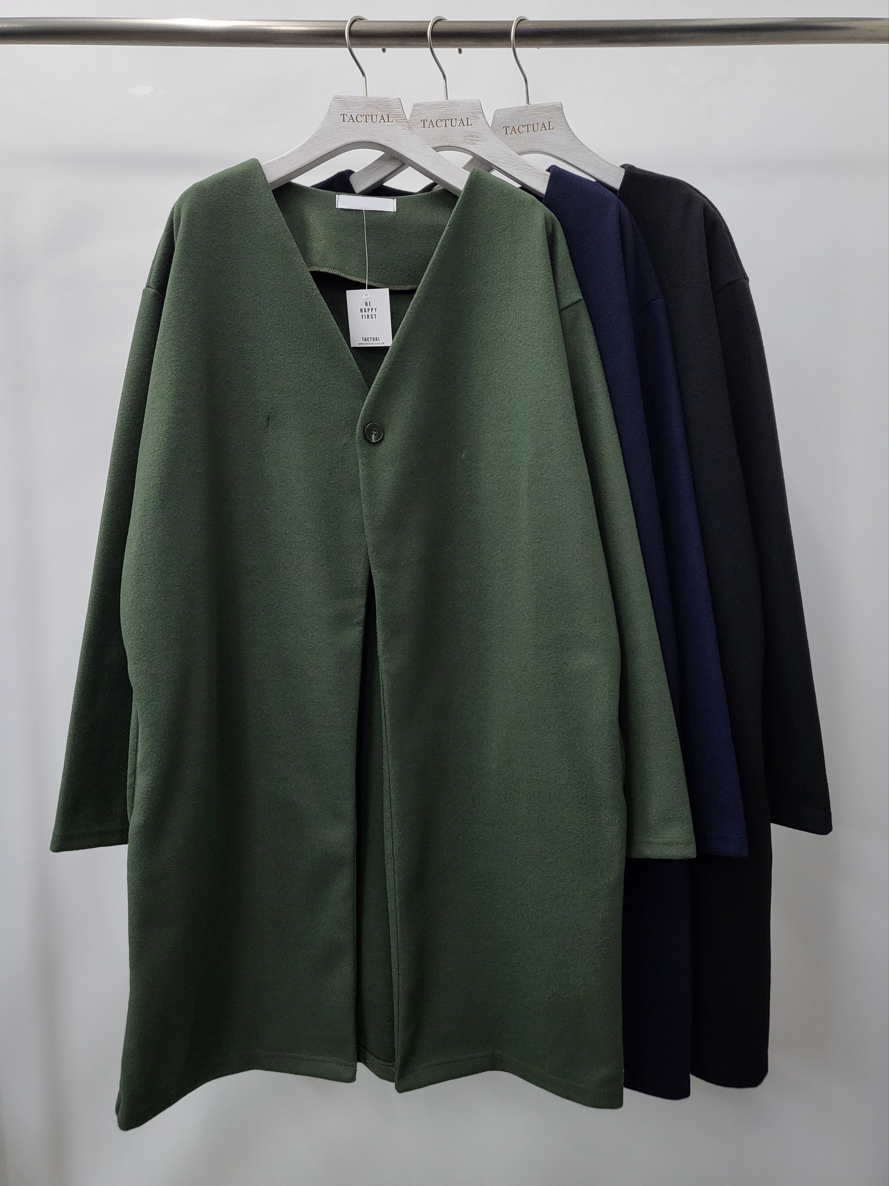 淨色V領開胸長褸 JK2470