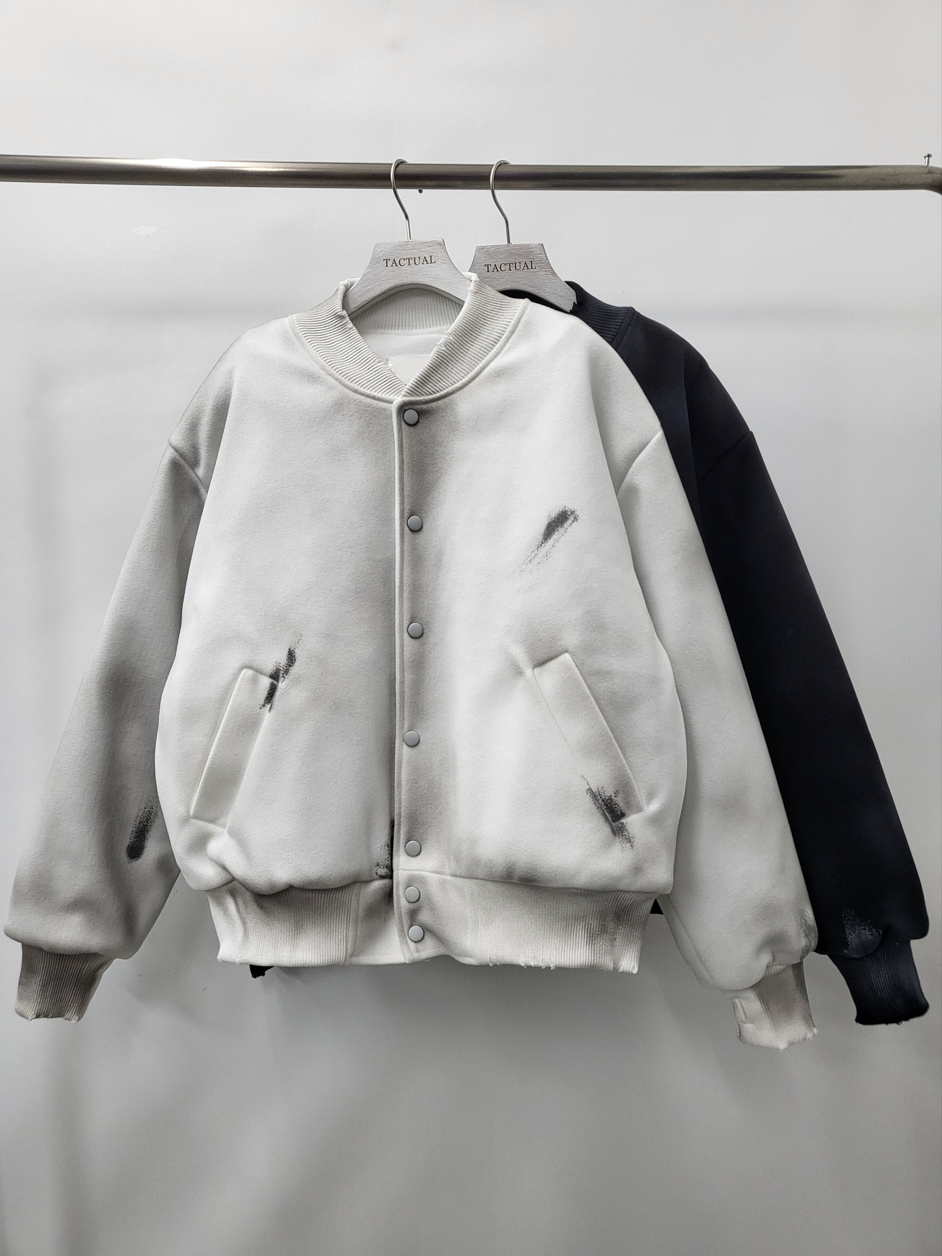 仿污破邊棒球褸(薄夾棉) JK2488