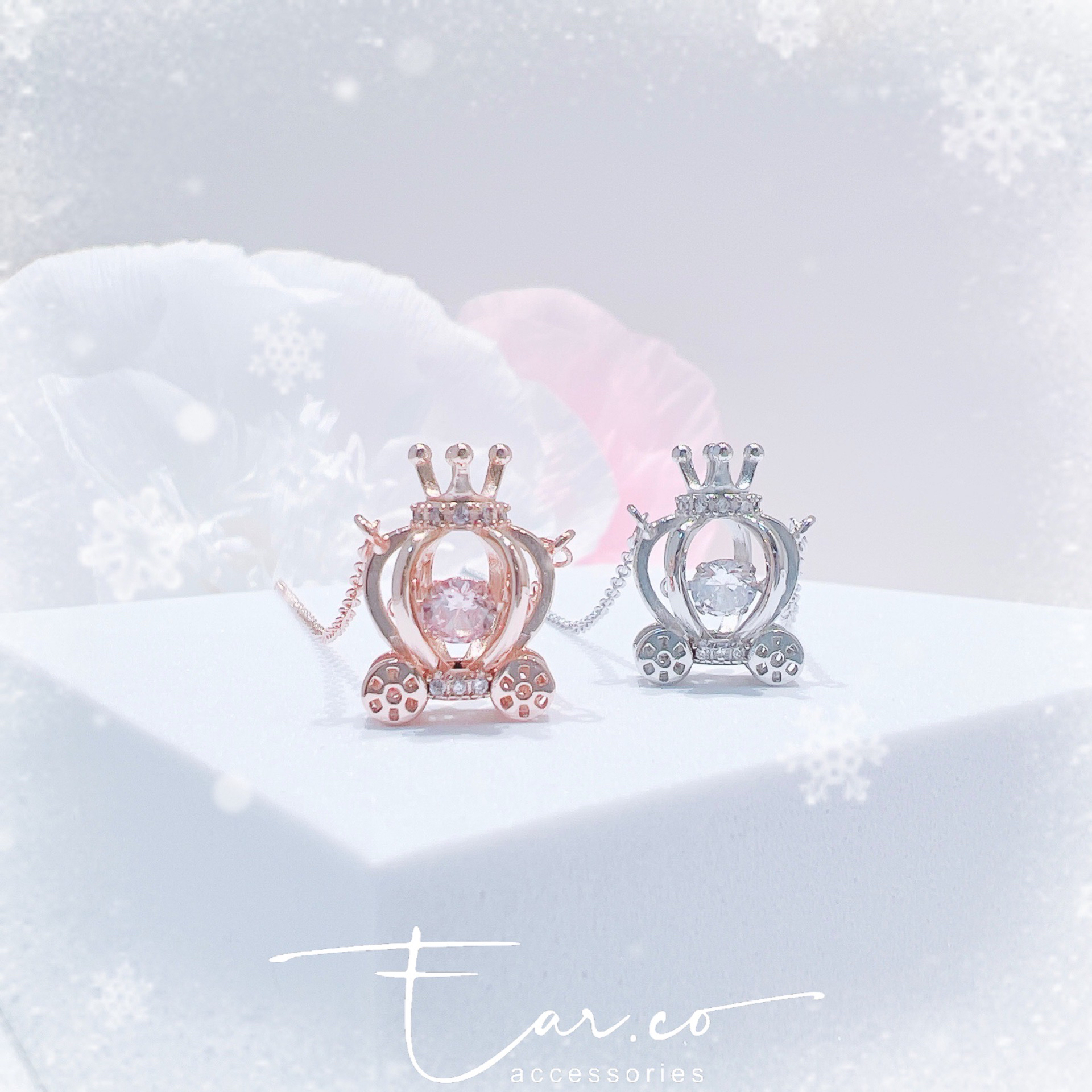 夢幻皇冠南瓜車Dancing Stone頸鏈 #A893