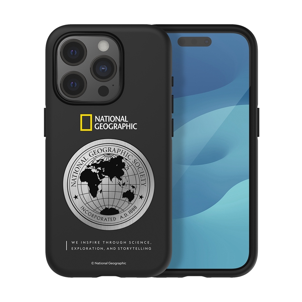 國家地理 | Metal Deco 地球徽章保護殼 | iPhone 16/15系列【National Geographic 台灣總代理】