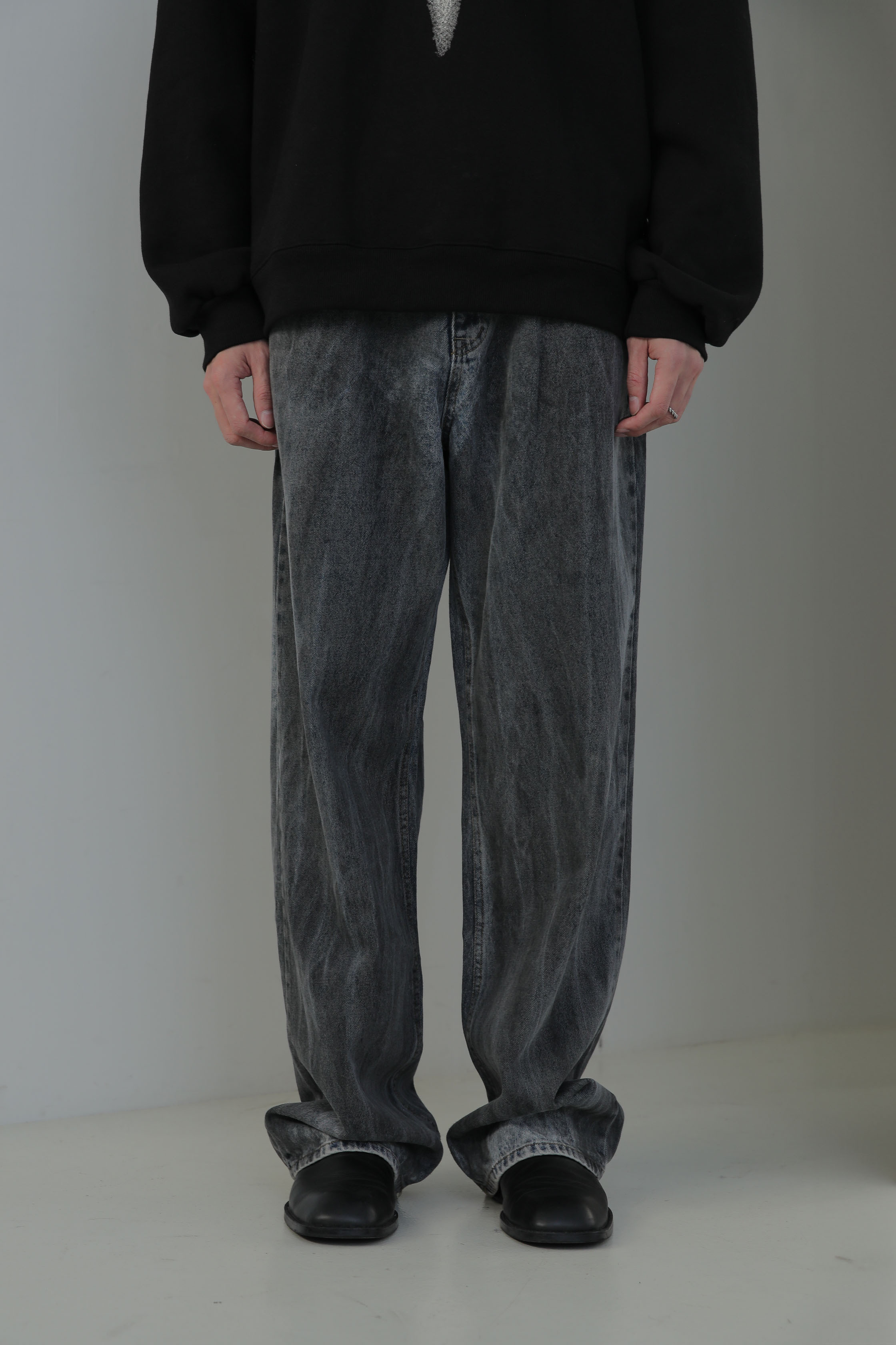 Triple Washed Wide Denim Pants #牛仔褲