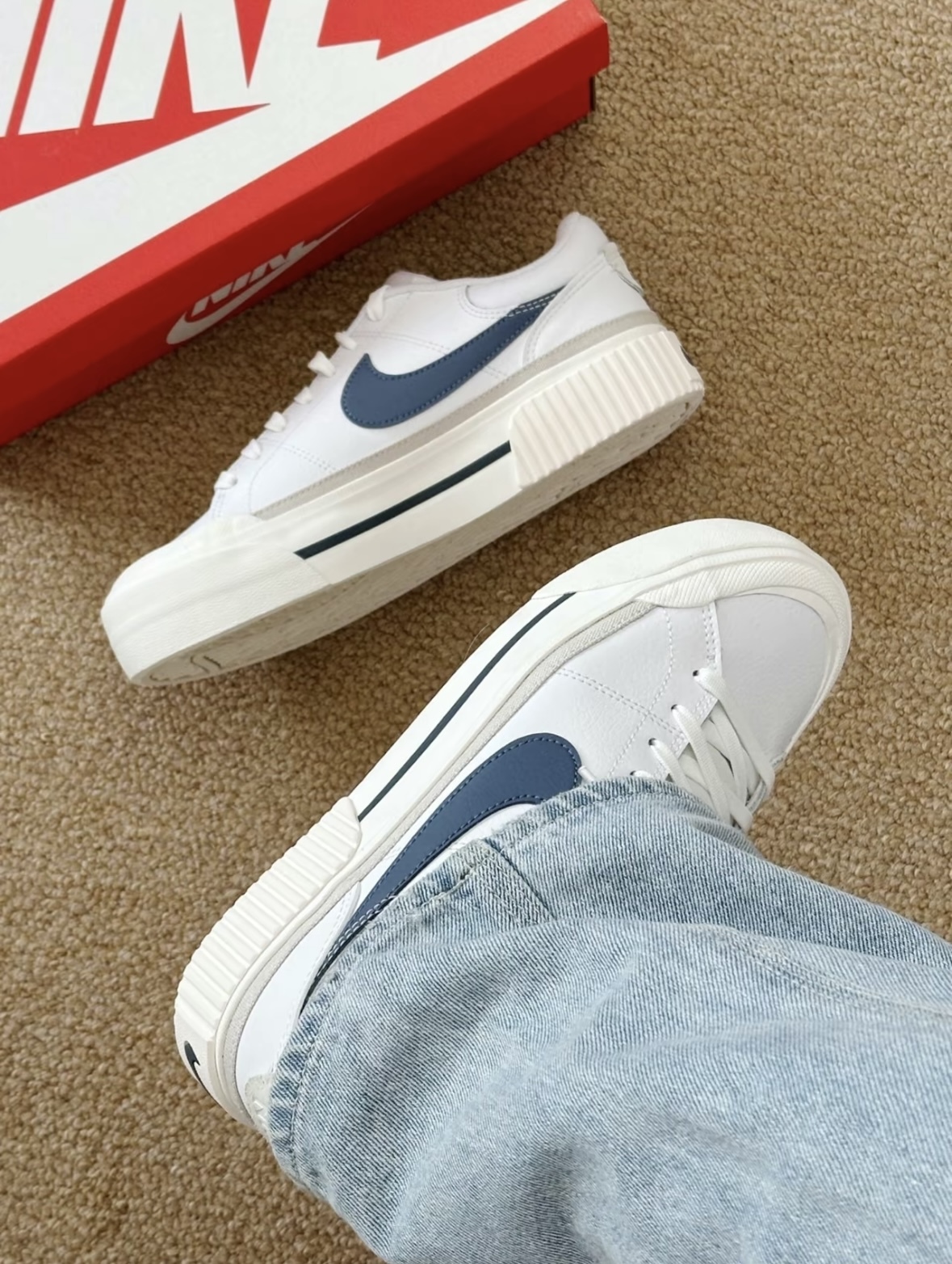 Nike Court Legacy 藍莓蛋糕 皮革 厚底 鬆糕鞋 女款 DM7590-104/預購