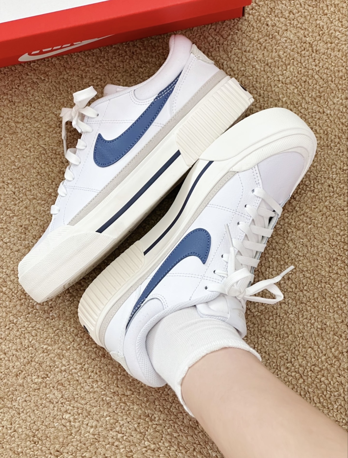 Nike Court Legacy 藍莓蛋糕 皮革 厚底 鬆糕鞋 女款 DM7590-104/預購