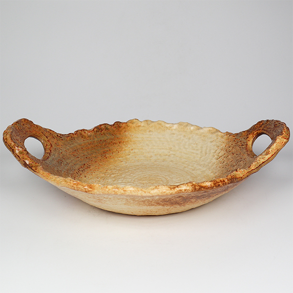 【萬古燒】鐵釉 變形 耐熱陶盤-中