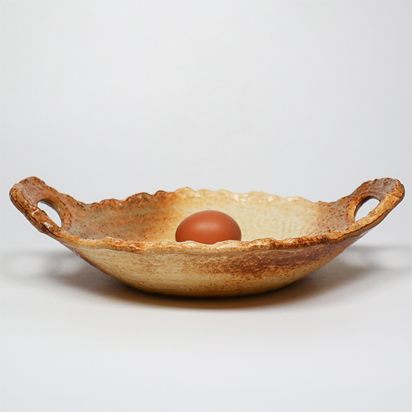 【萬古燒】鐵釉 變形 耐熱陶盤-中