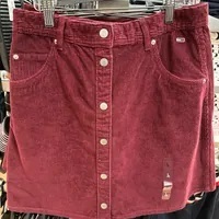 [S] TOMMY HILFIGER WOMEN'S SHORT CORDUROY SKIRT,MAROON, XF00905-500 [FINAL SALE] (STH574)