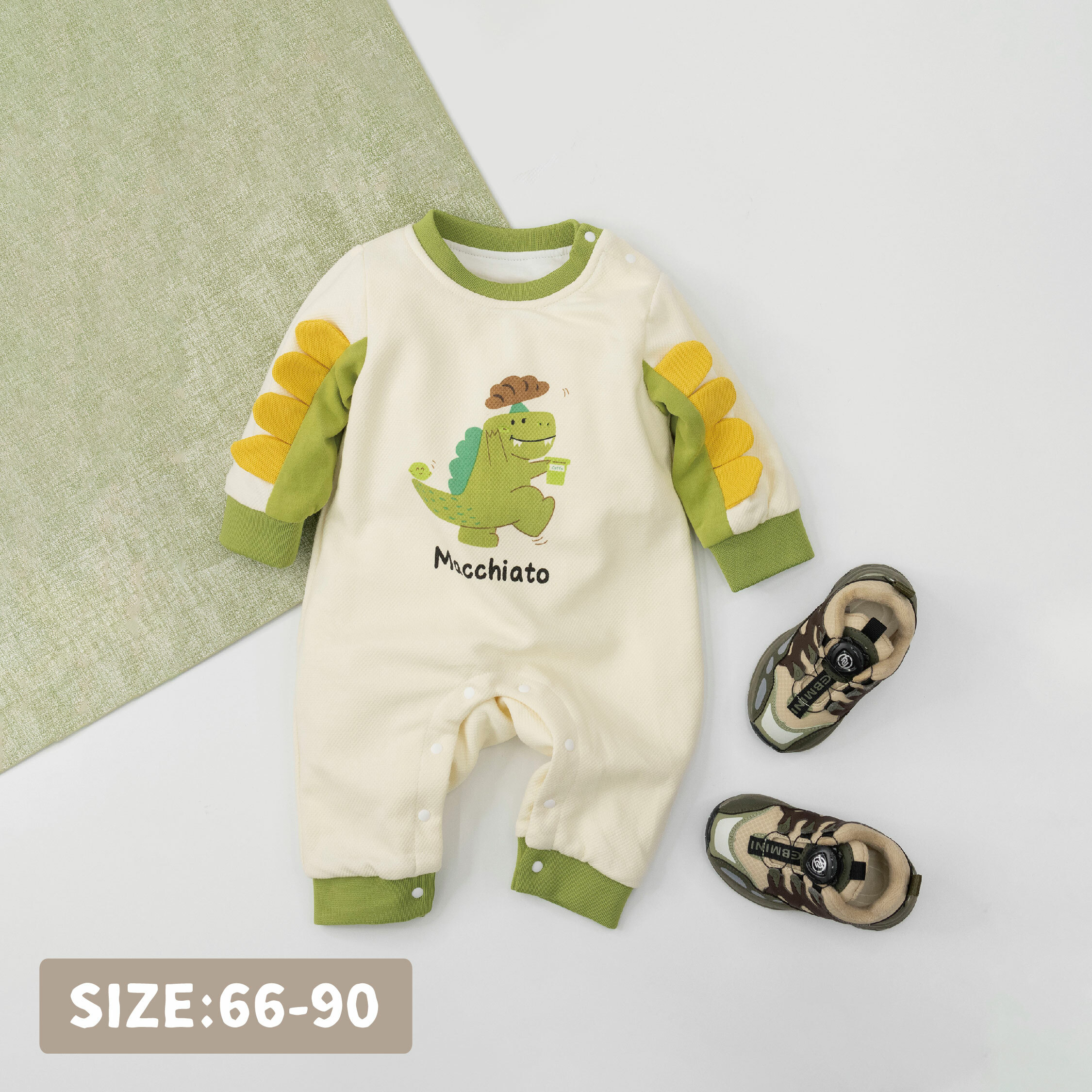 【JG3303】恐龍吃早餐立體背脊連身衣