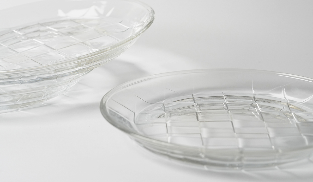 透明色玻璃編織盤,玻璃盤,永續回收玻璃