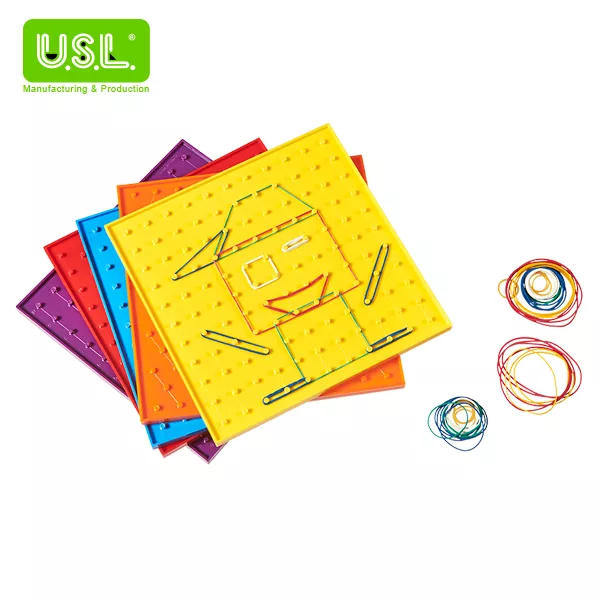 《 USL遊思樂教具 》【釘板】顏色釘板系列 15CM雙面釘板(6色,6PCS)