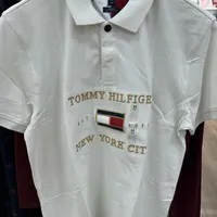 [S] TOMMY HILFIGER LOGO FRONT PRINT NEW YORK CITY POLO SHIRT,WHITE, 78J9458-100 (STH590)