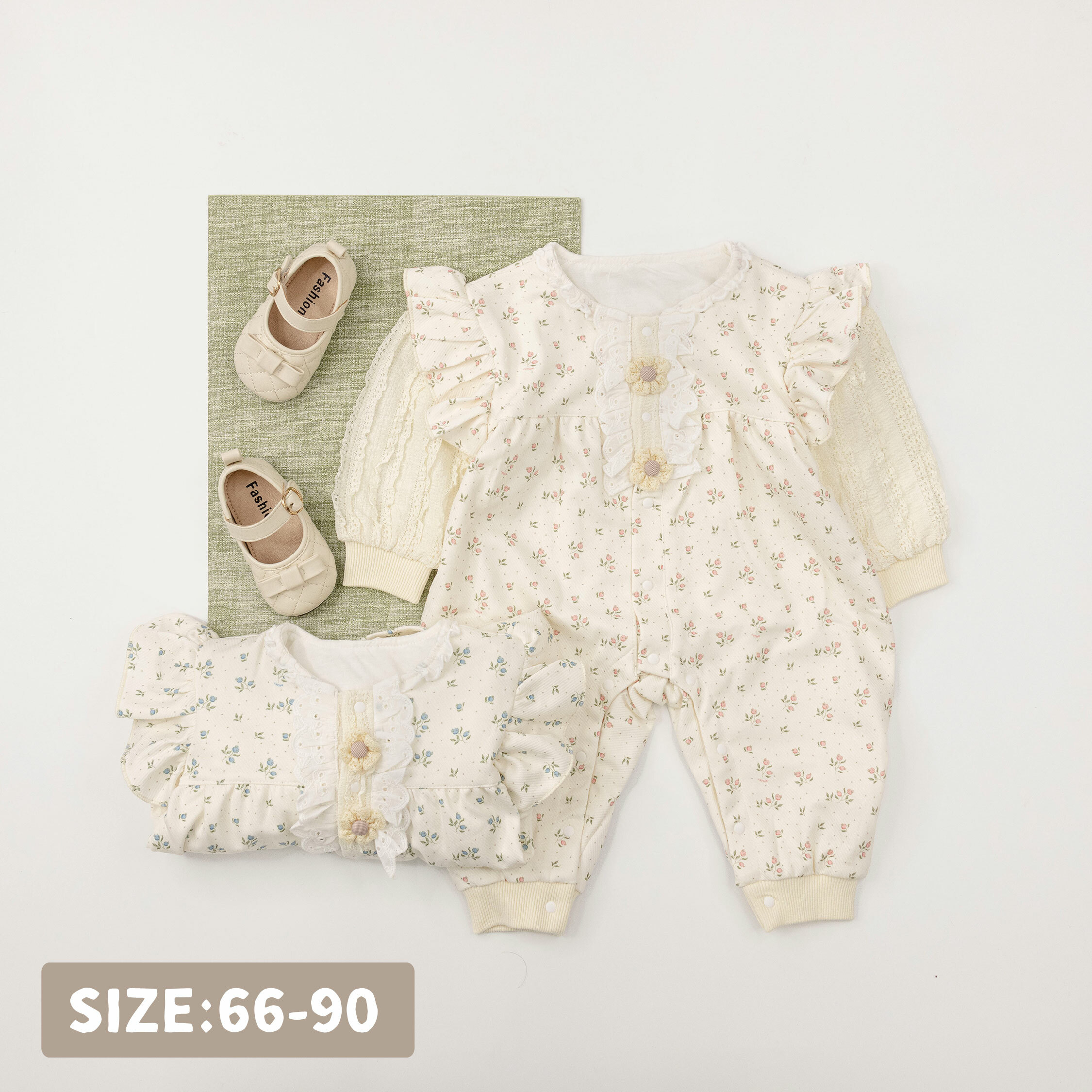 【JG3308】歐式滿版碎花立體造型連身衣＊二色