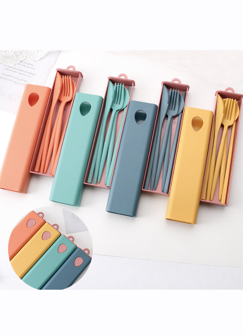 小麥秸秆抽拉盒刀叉勺筷子餐具 AL6287