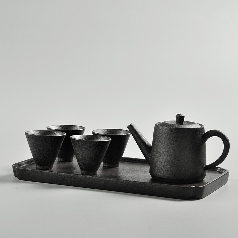 日式粗陶茶具組五件套