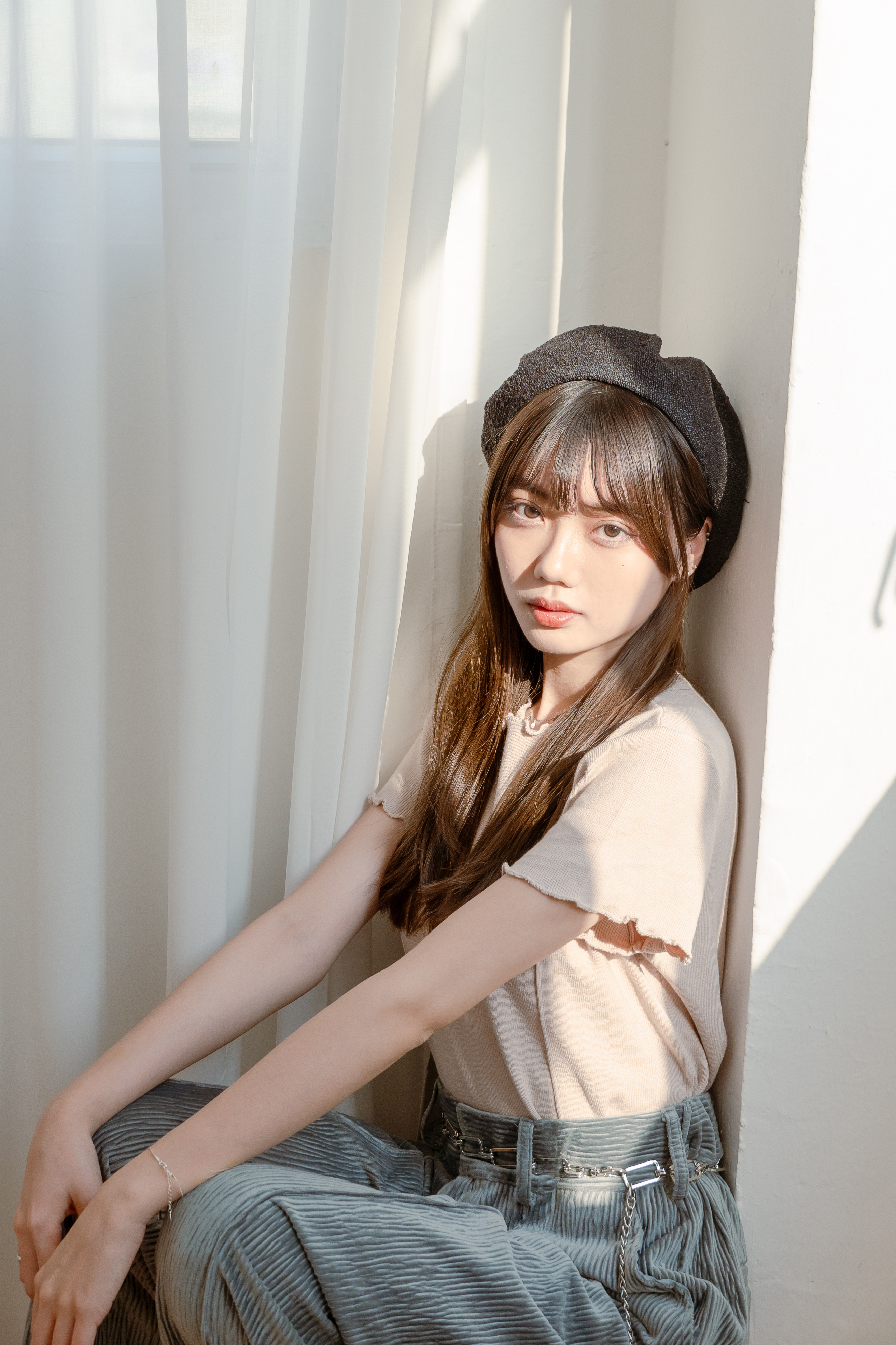 前後兩穿日常短袖針織上衣 - 10054