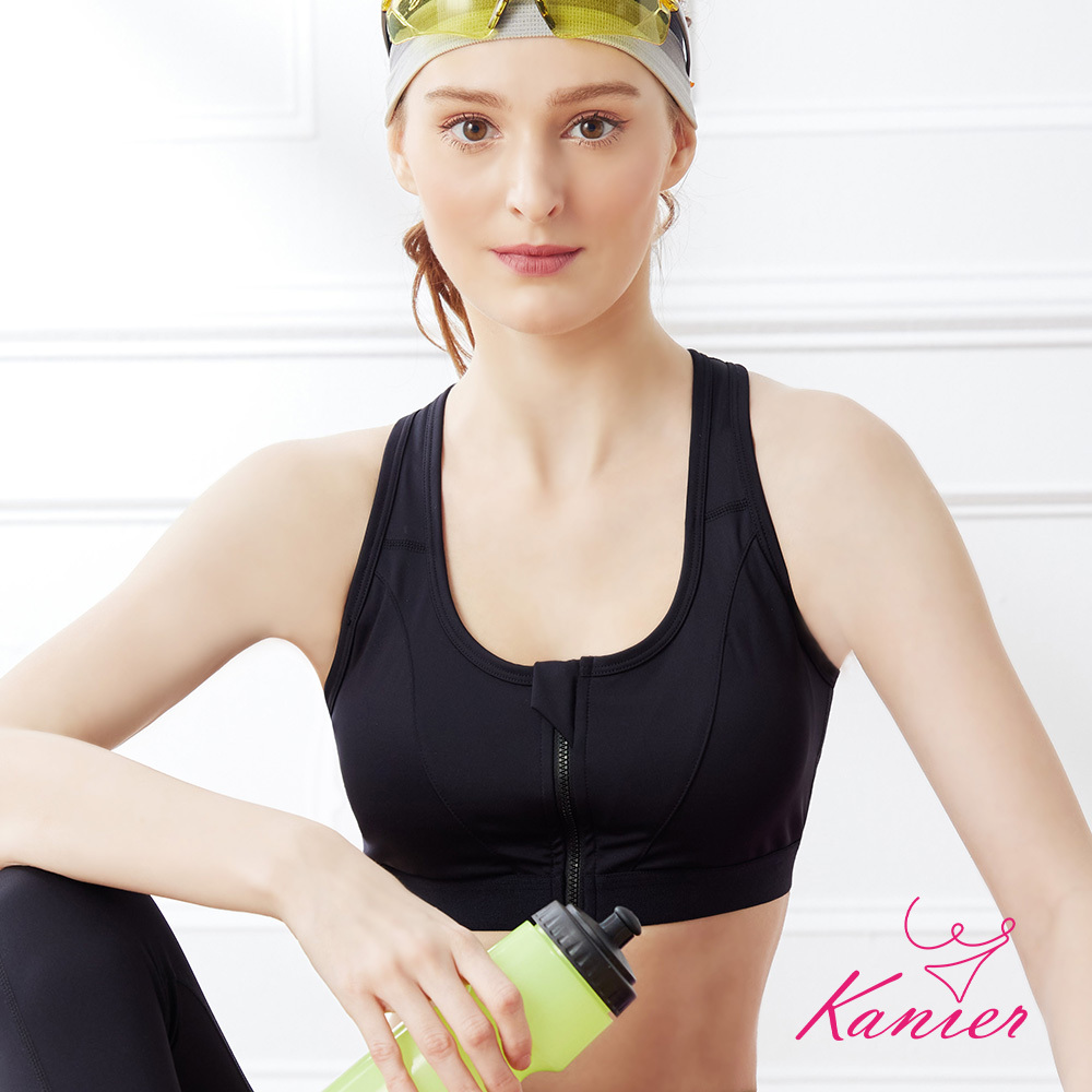 【Kanier卡妮兒】坦克充能型‧前開式機能運動內衣【1215 個性黑 M / L / XL / XXL(Q)】