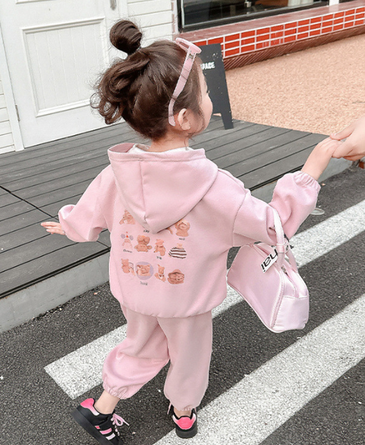 小熊印花連帽外套套裝
