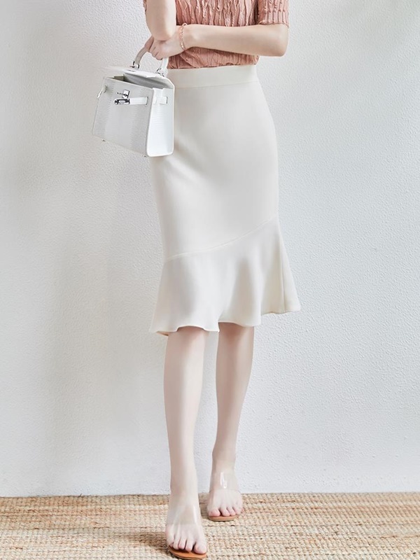 斜邊魚尾中長裙 三色