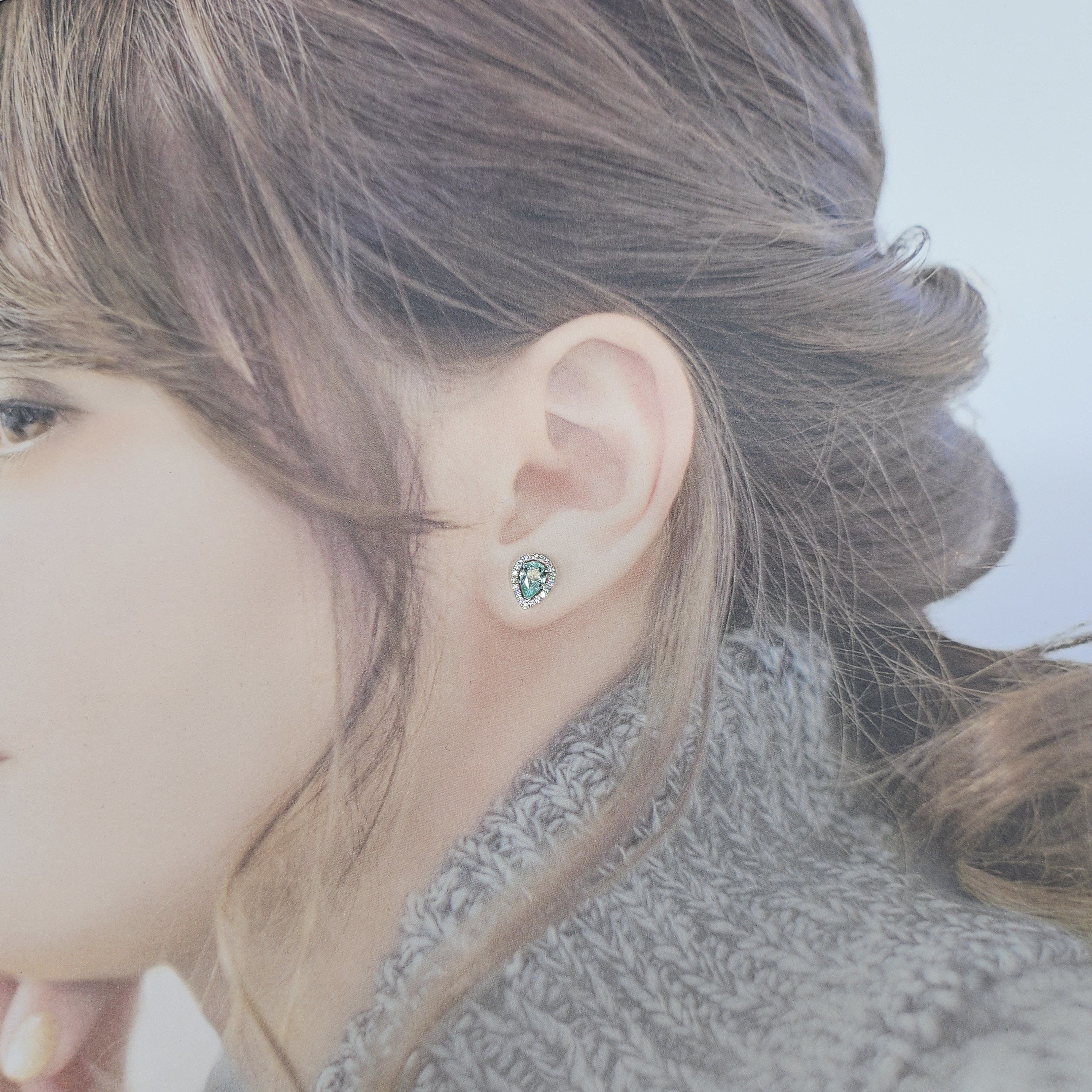 18K White Gold 1.14ct Paraiba and Diamond Earrings