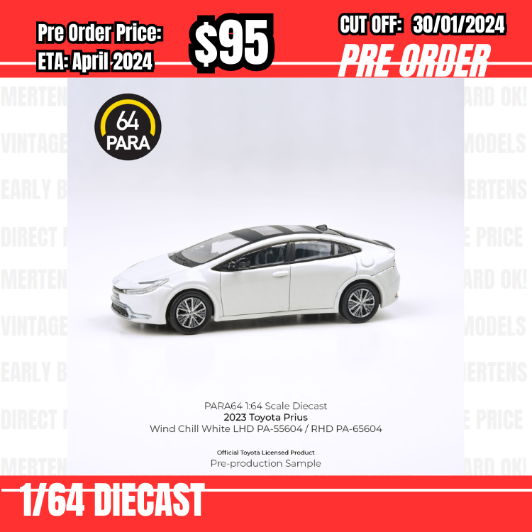 PO-$95 * Para64 * 1:64 2023 Toyota Prius  Wind Chill White RHD [OD19/01]