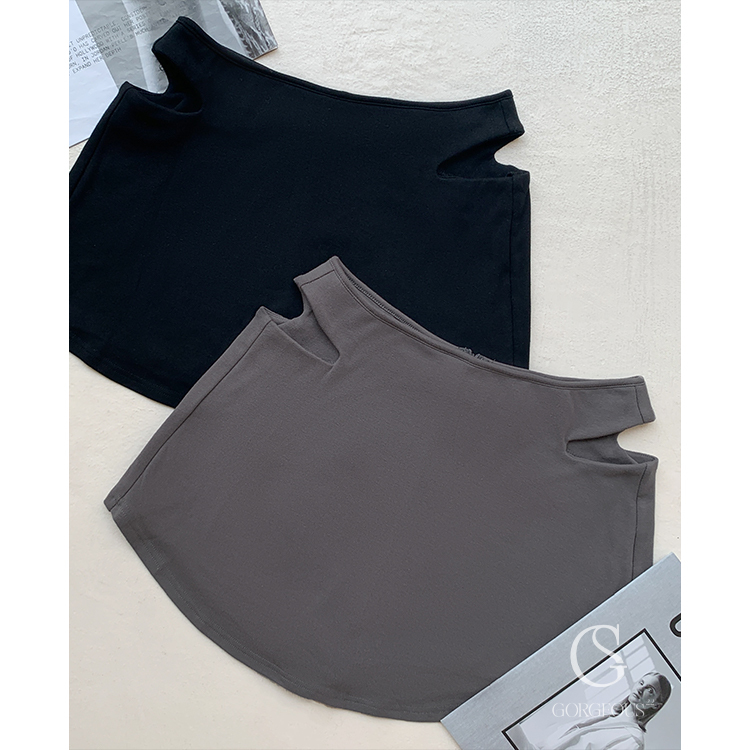 C043 現貨「側腰挖洞棉質褲裙」